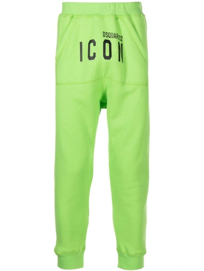 Dsquared2 Logo Printed Straight Leg Trousers In Acid Green