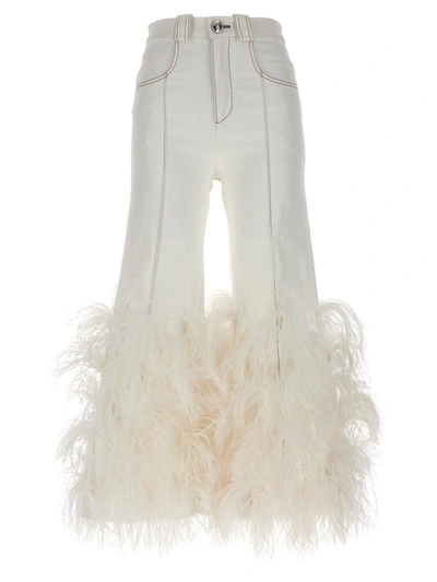 Giambattista Valli Feather Jeans In White