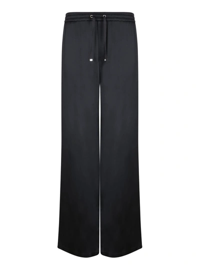 Herno Satin-finish Wide Leg Trousers In Black