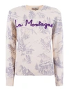 Mc2 Saint Barth La Montagne Crewneck Knitted Jumper In Avorio/viola