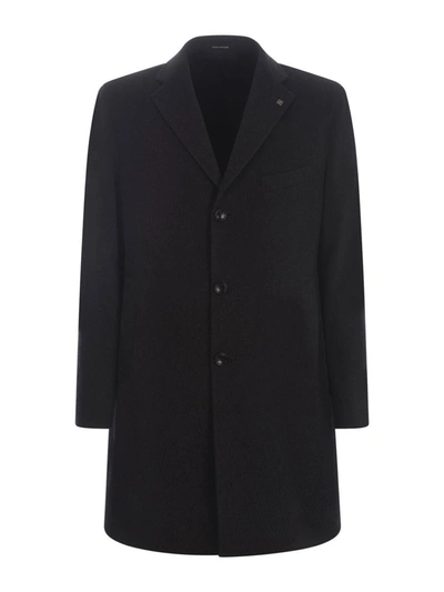 Tagliatore Coat  In Virgin Wool And Cashmere Blend In Azul Oscuro