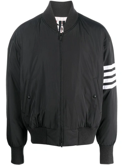 Thom Browne Oversized Wool Bomber Jacket In Black