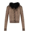 TWINSET TWINSET  ANIMAL PRINT CARDIGAN WITH FEATHERS