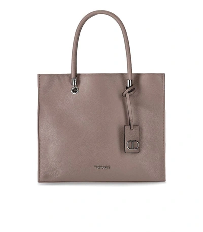 Twinset Taupe Shopping Bag In Beige