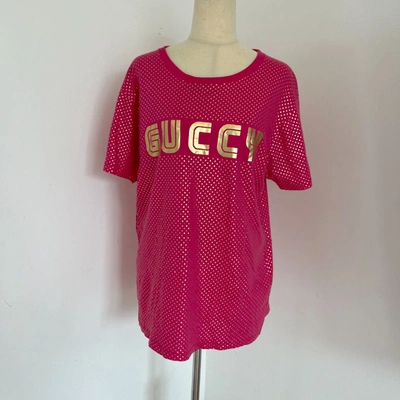 Pre-owned Gucci Pink Gold Metallic Guccy Star Printed T Shirt