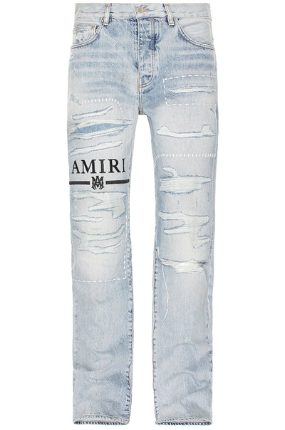 Amiri Ma Bar Logo Straight Jean In Blue