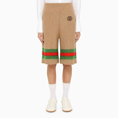 Gucci Striped Wide-leg Regular-fit Mohair Wool-blend Knitted Trousers In Cream