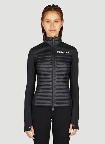 Moncler Grenoble Women Partially Quilted Zip-up Cardigan In Black