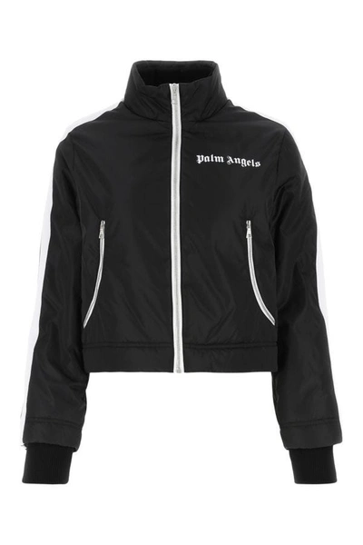 Palm Angels Logo Printed Zipped Jacket In Black