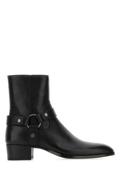 SAINT LAURENT SAINT LAURENT MAN BLACK LEATHER ANKLE BOOTS