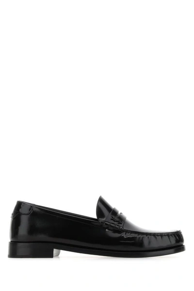 Saint Laurent Man Black Leather Magnum Loafers