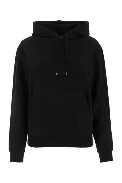 Saint Laurent Woman Black Cotton Sweatshirt