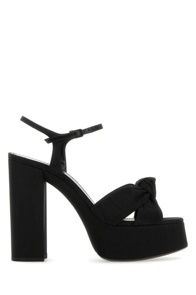 Saint Laurent Woman Black Fabric Bianca 85 Sandals