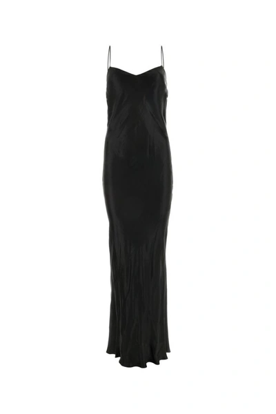 Saint Laurent Woman Black Satin Long Dress