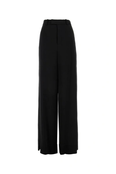 Saint Laurent High Waist Wide Leg Trousers In Black