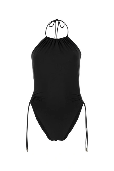 Saint Laurent Halterneck One Piece Swimsuit In Black