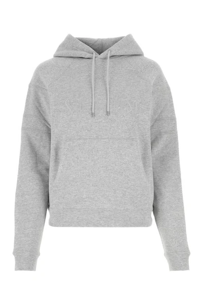 Saint Laurent Woman Grey Cotton Blend Sweatshirt