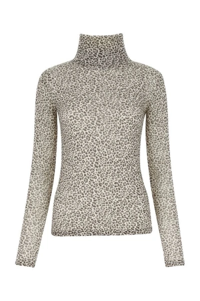 Saint Laurent Printed Turtleneck Top In Multicolor