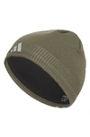 Adidas Originals Men's Creator 3 Three-stripe Performance Beanie In Olive Green/ Grey/ Silver