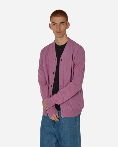 Comme Des Garçons Play Lambswool V Neck Cardigan In Purple