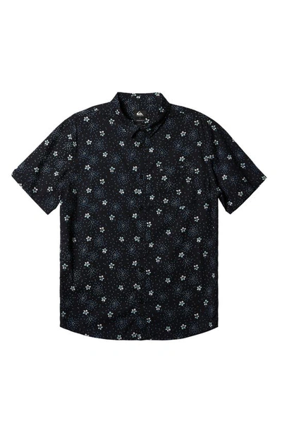 Quiksilver Summer Petals Regular Fit Short Sleeve Button-up Shirt In Black