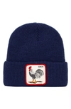 Goorin Bros . Morning Call Rooster Patch Beanie In Navy