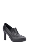 Aquatalia Rella Embossed Heeled Penny Loafers In Black