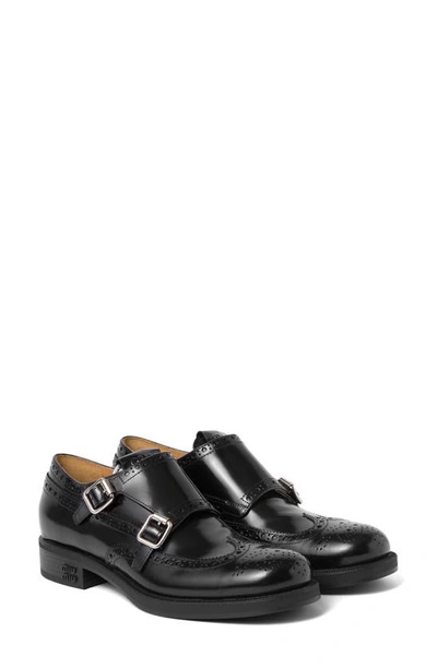 Miu Miu X Church's Double Monk Strap Shoe In Black