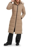Noize Long Parka With Faux Fur Trim In Sand