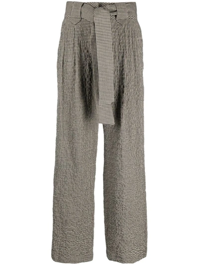 Alysi Houndstooth-pattern Straight-leg Trousers In Grey