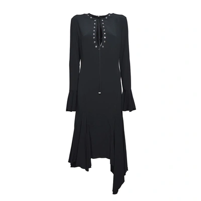 Blumarine Eyelet-detail Asymmetric Dress In Black