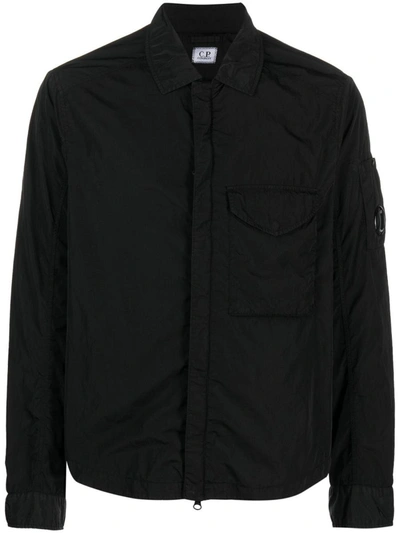 C.p. Company Chrome-r Lens-detail Shirt Jacket In Black