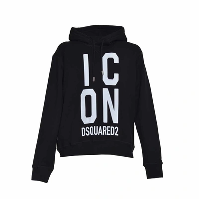 Dsquared2 Icon-print Cotton Hoodie In Black