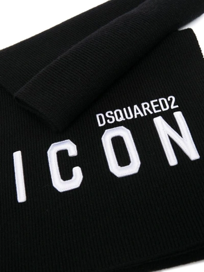 Dsquared2 Ribbed-knit Scarf In Black