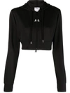 Courrèges Crop Zip Hoodie In Black