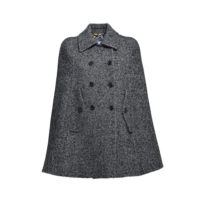 Moschino Tweed Double-breasted Cape In Black