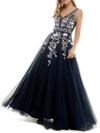 TLC SAY YES TO THE PROM JUNIORS WOMENS MESH EMBROIDERED EVENING DRESS