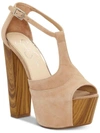 Jessica Simpson Dany Womens Peep Toe Suede Platform Heels In Beige