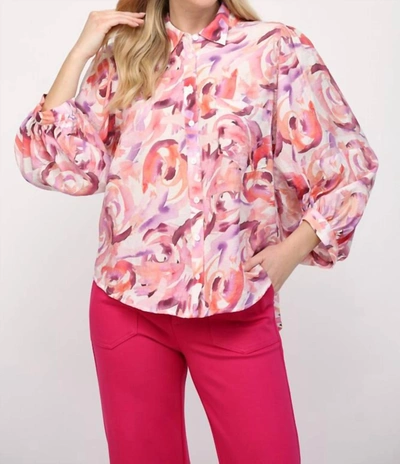 Fate Belle Abstract Blouse In Pink