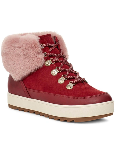 Koolaburra Tynlee  Womens Leather Faux Fur Ankle Boots In Pink