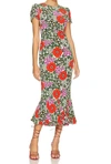 Rhode Lulani Fluted Floral-print Ankle Dress In Multi