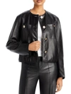 LAFAYETTE 148 WOMENS ACTIVE CROPPED LEATHER JACKET