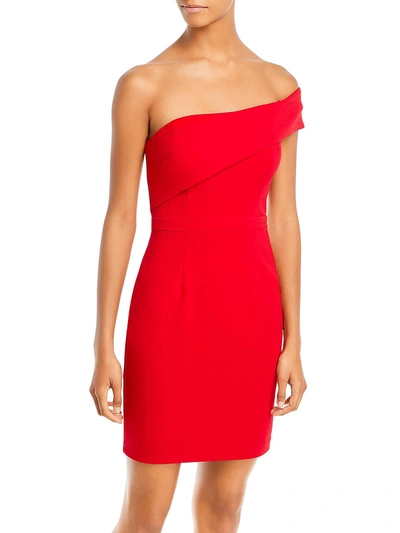Aqua Womens Knit One Shoulder Cocktail And Party Dress In Red