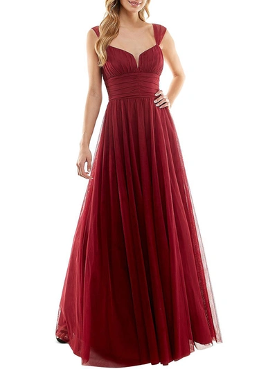 City Studio Juniors Emma Womens Pleated Prom Evening Dress In Red