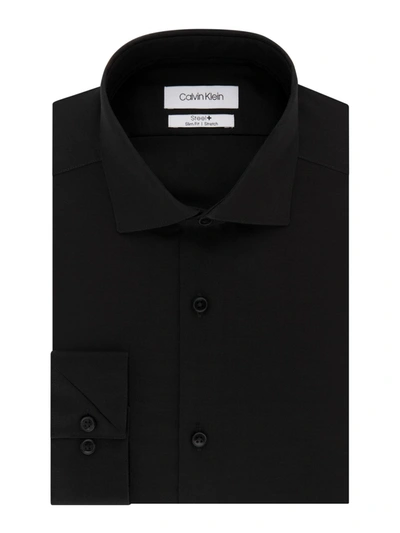 Calvin Klein Men's Steel Extra-slim Fit Non-iron Performance Stretch Herringbone Dress Shirt In Black