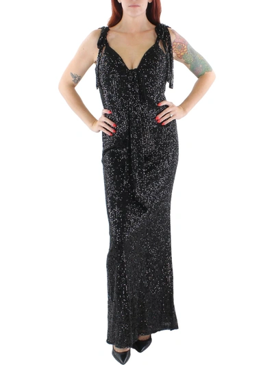 Ieena For Mac Duggal Womens Sequined Long Evening Dress In Black