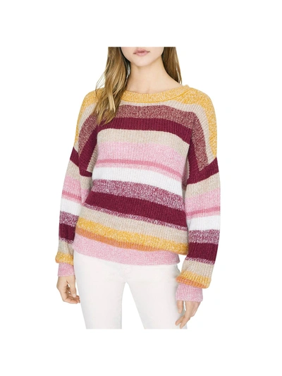 Sanctuary Blur The Lines Womens Striped Crew Neck Sweater In Pink