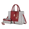 Mkf Collection By Mia K Yuliana Circular M Emblem Print Satchel Handbag For Women's With Wallet In Red