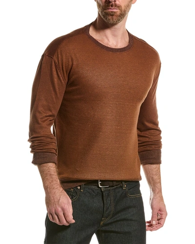 John Varvatos Moore Regular Fit Crewneck Linen Sweater In Orange