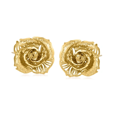 Ross-simons Italian 14kt Yellow Gold Rose Earrings
